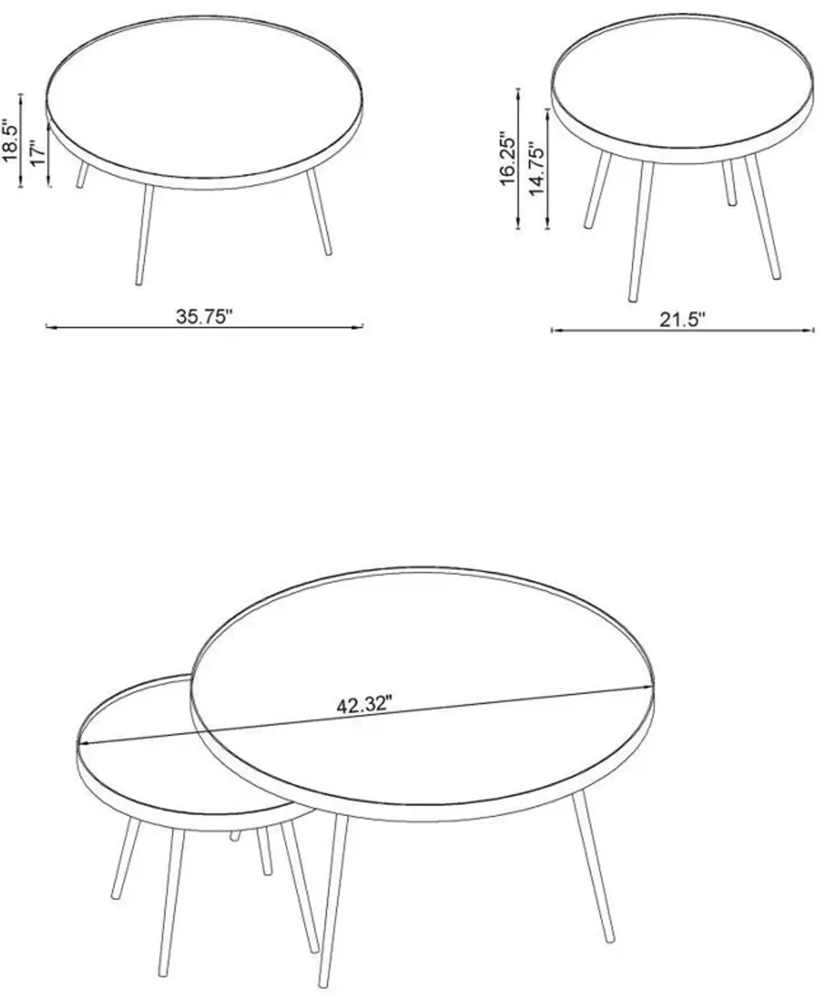 Kaelyn - 2 Piece Round Mirror Top Nesting Coffee Table