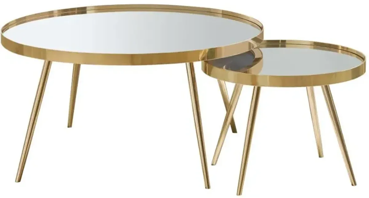 Kaelyn - 2 Piece Round Mirror Top Nesting Coffee Table