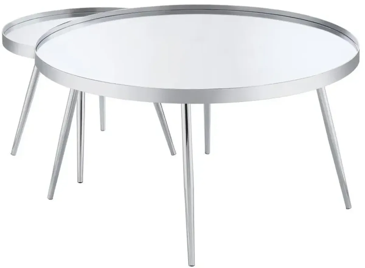 Kaelyn - 2 Piece Round Mirror Top Nesting Coffee Table