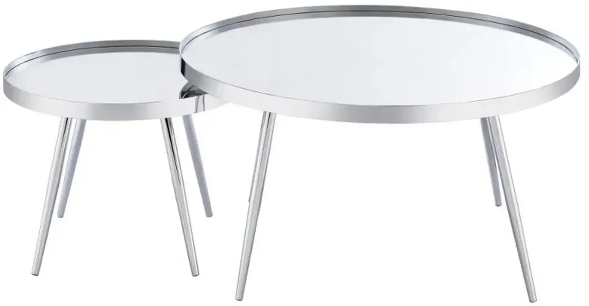 Kaelyn - 2 Piece Round Mirror Top Nesting Coffee Table