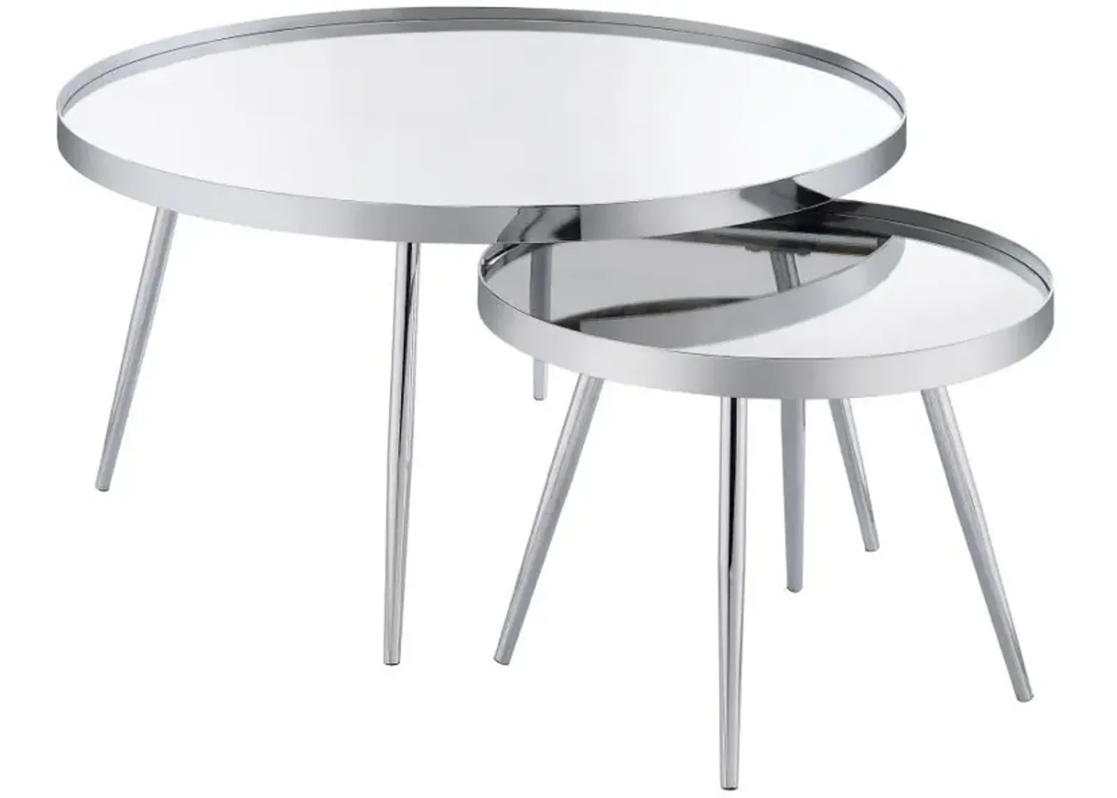 Kaelyn - 2 Piece Round Mirror Top Nesting Coffee Table