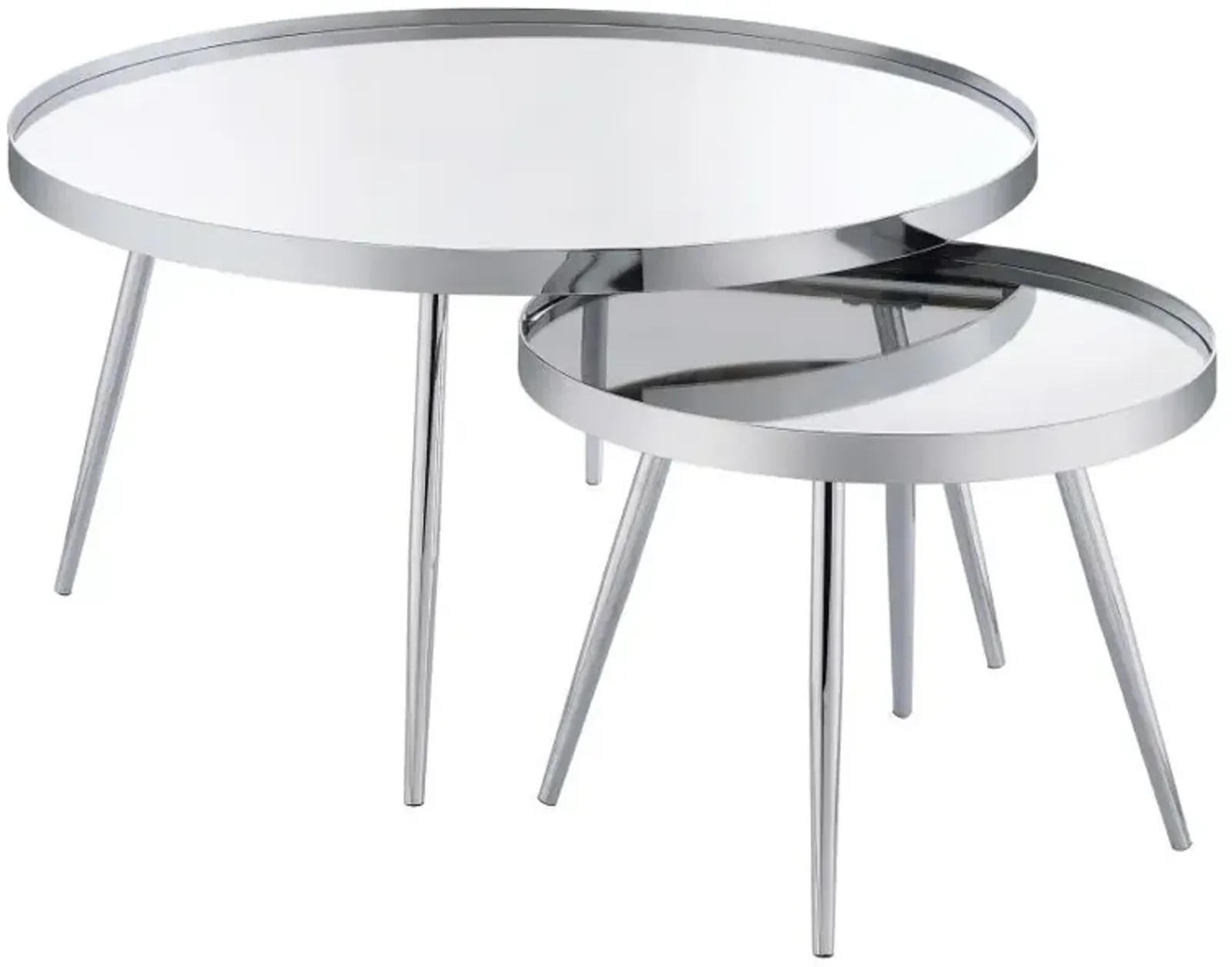 Kaelyn - 2 Piece Round Mirror Top Nesting Coffee Table