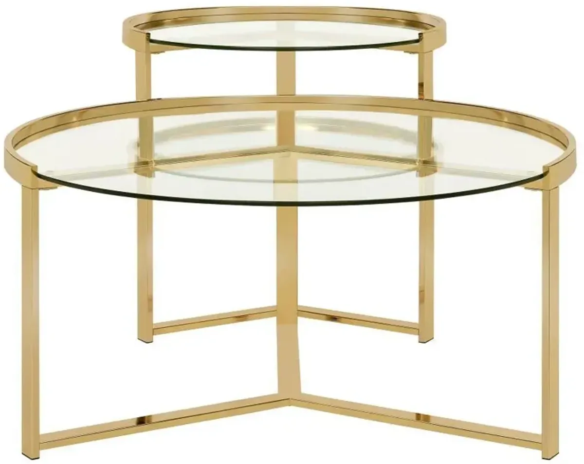 Delia - 2 Piece Round Glass Top Nesting Coffee Table