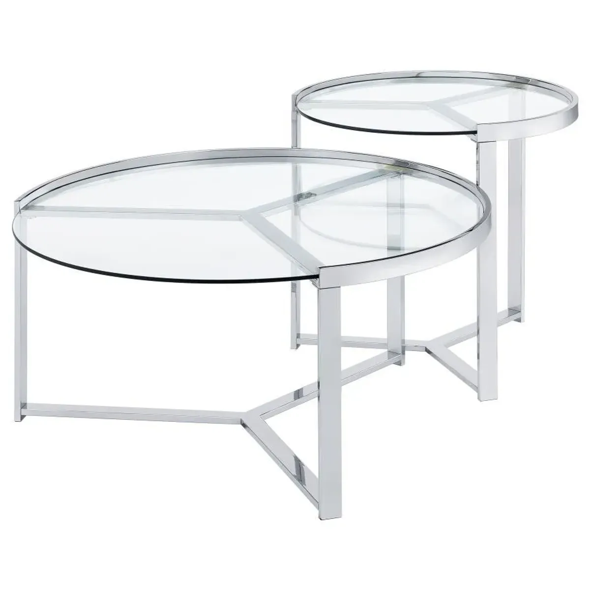 Delia - 2 Piece Round Glass Top Nesting Coffee Table