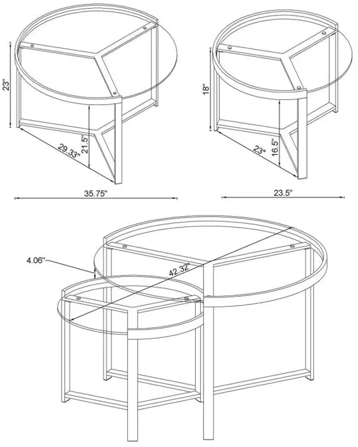 Delia - 2 Piece Round Glass Top Nesting Coffee Table