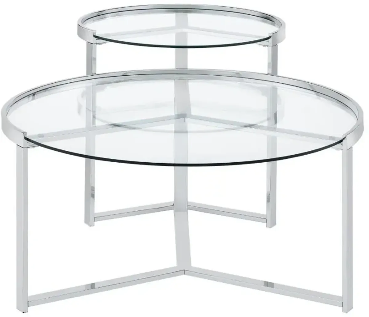 Delia - 2 Piece Round Glass Top Nesting Coffee Table