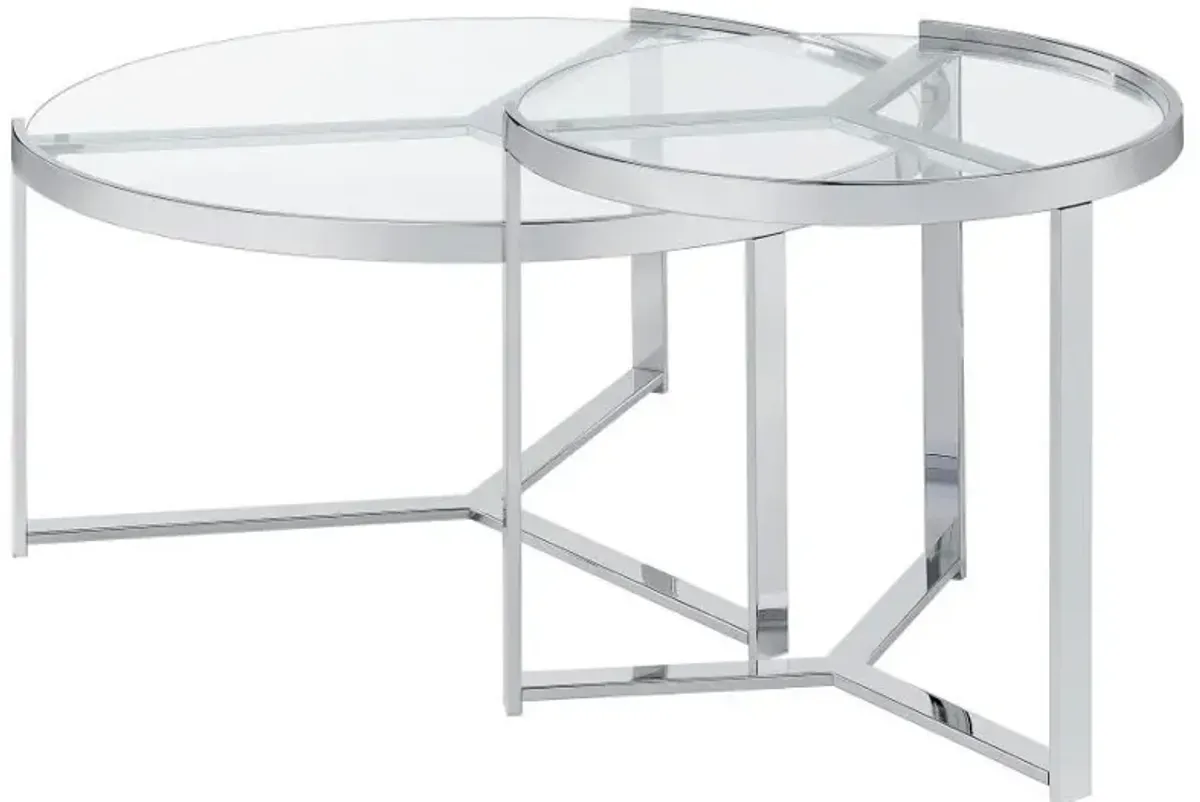 Delia - 2 Piece Round Glass Top Nesting Coffee Table