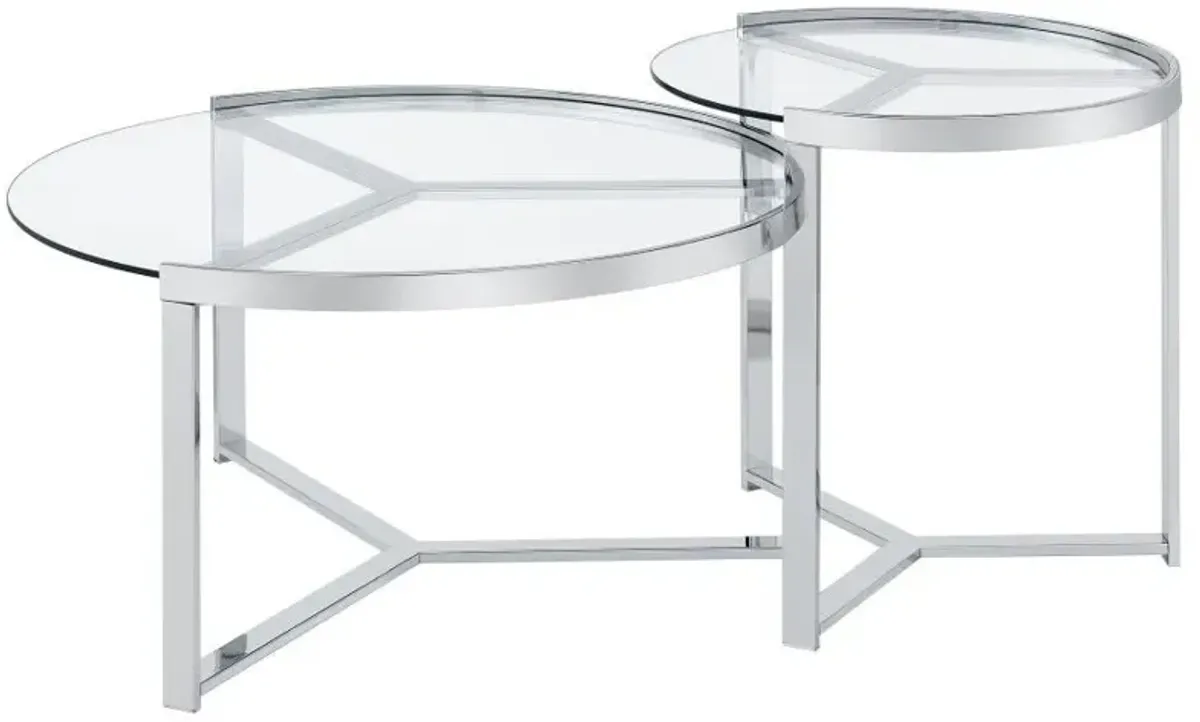 Delia - 2 Piece Round Glass Top Nesting Coffee Table