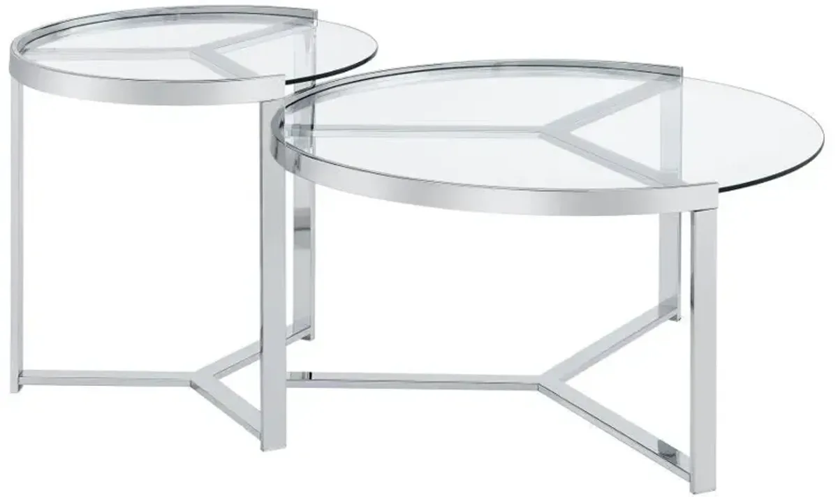 Delia - 2 Piece Round Glass Top Nesting Coffee Table