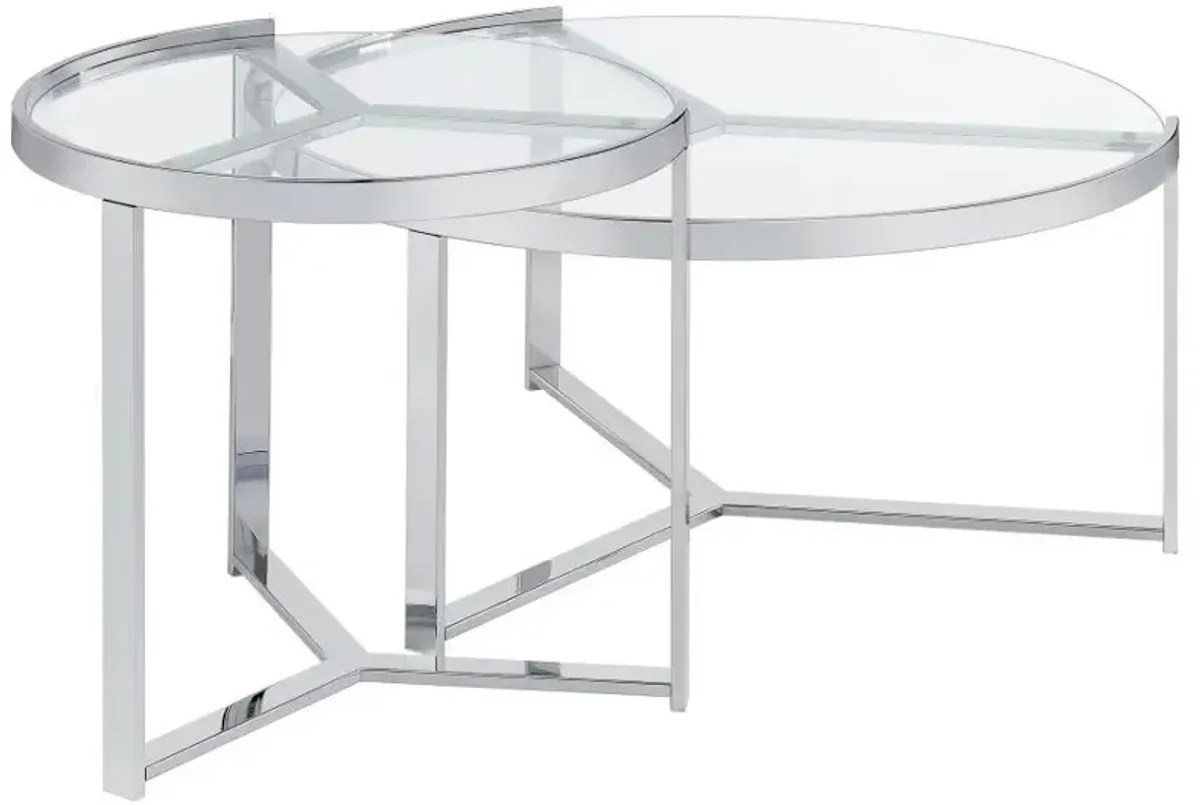 Delia - 2 Piece Round Glass Top Nesting Coffee Table