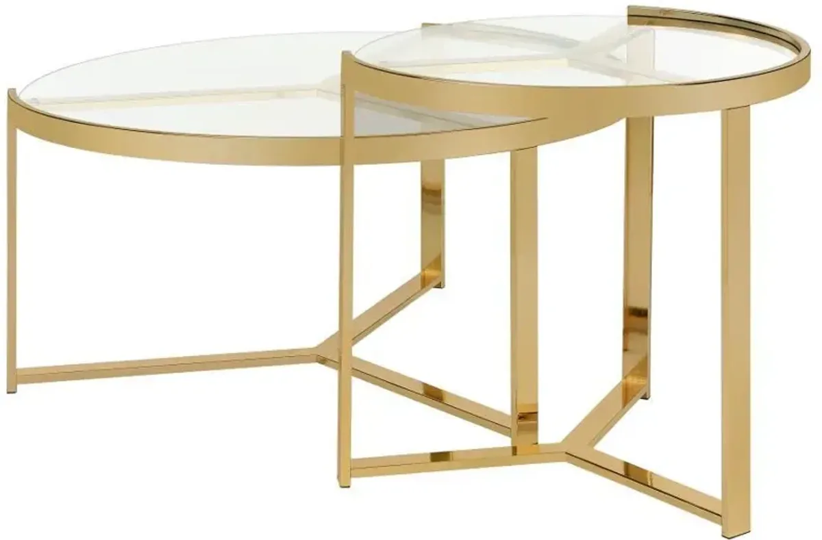 Delia - 2 Piece Round Glass Top Nesting Coffee Table