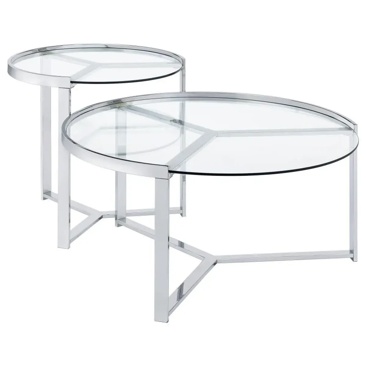 Delia - 2 Piece Round Glass Top Nesting Coffee Table