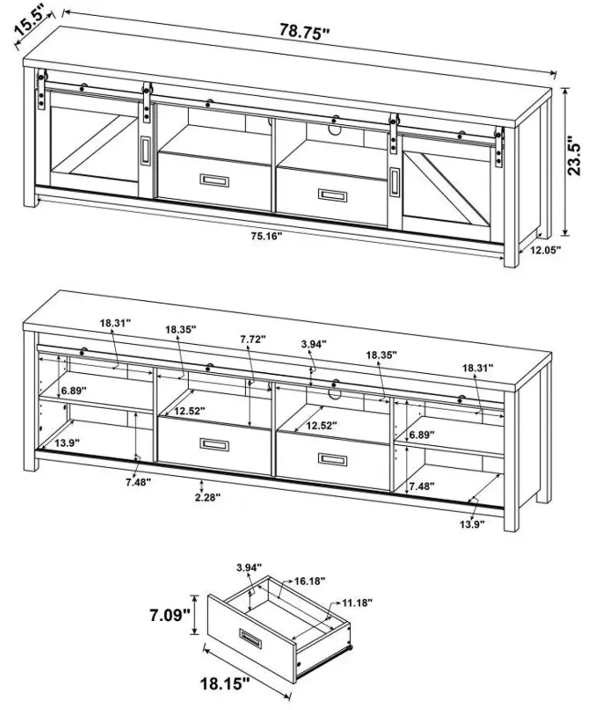 Madra - 2-Door Engineered Wood TV Stand