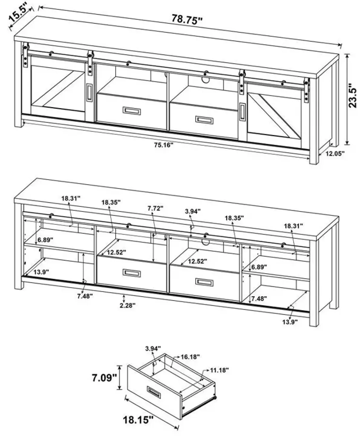 Madra - 2-Door Engineered Wood TV Stand