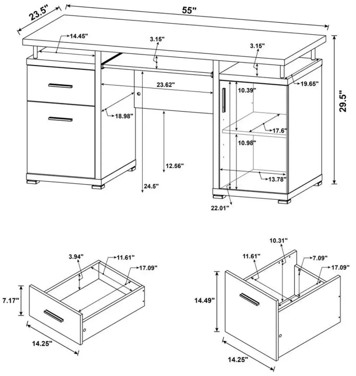 Tracy - 2-Drawer Office Computer Desk