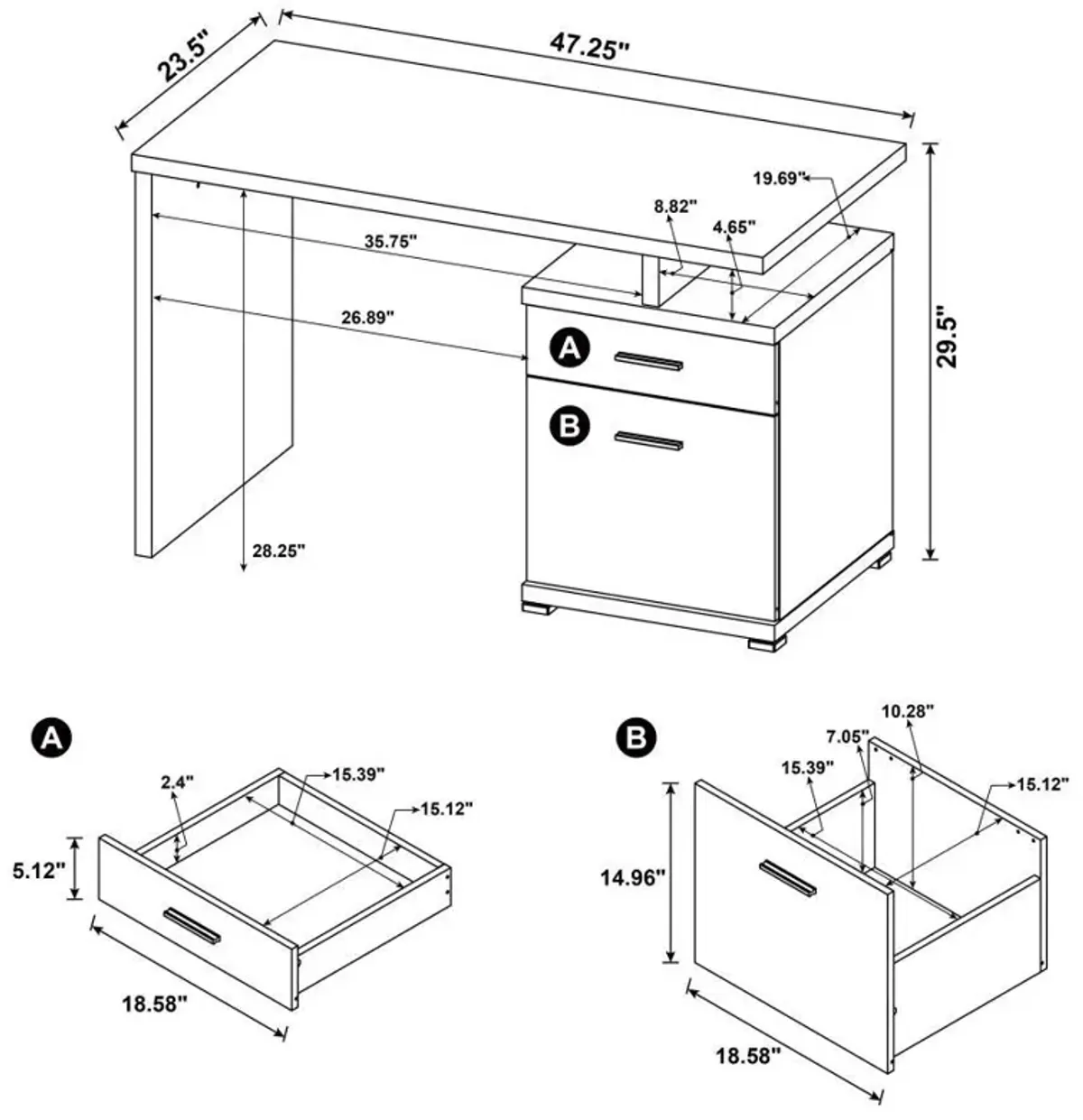 Irving - 2-Drawer Office Computer Desk