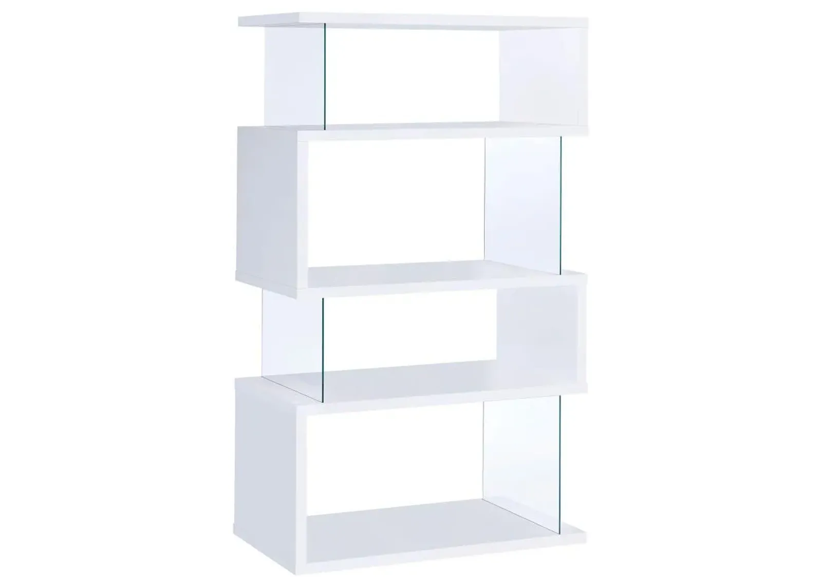 Emelle - 4-Shelf Glass Panel Bookshelf