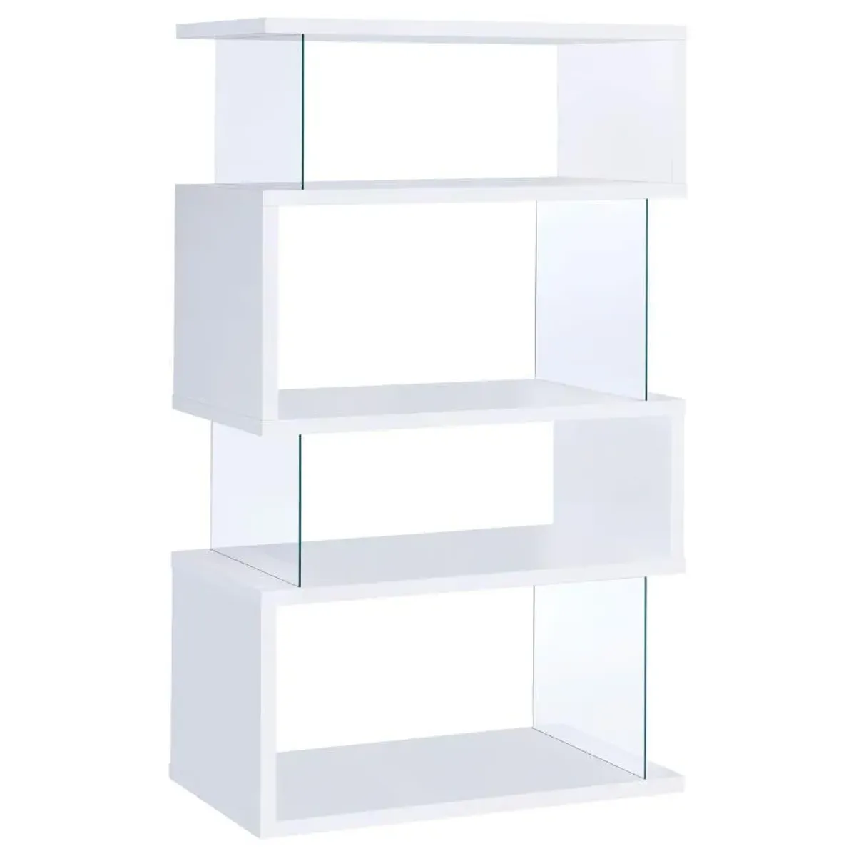 Emelle - 4-Shelf Glass Panel Bookshelf