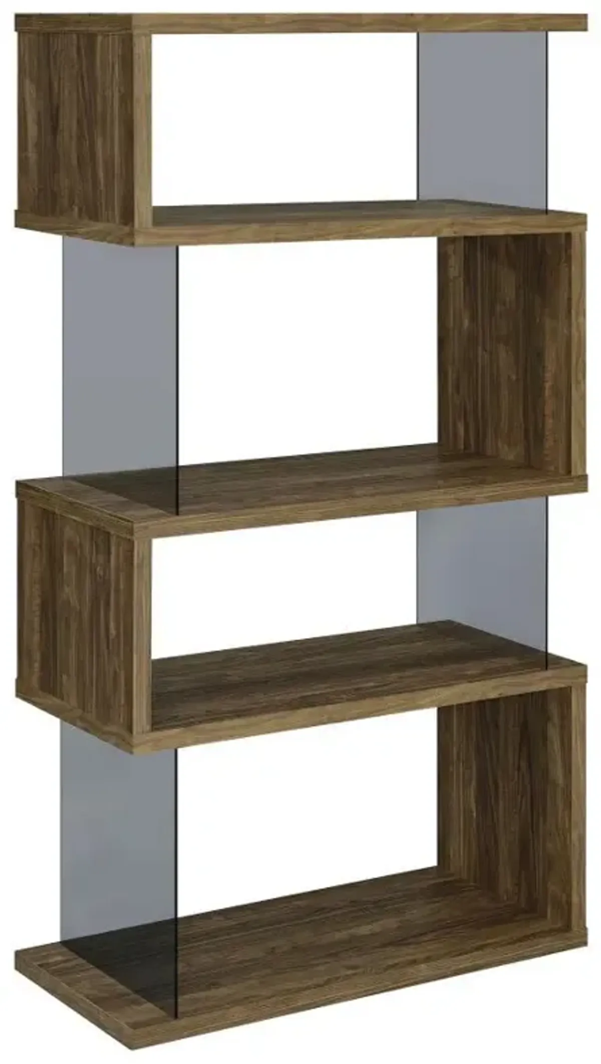 Emelle - 4-Shelf Glass Panel Bookshelf