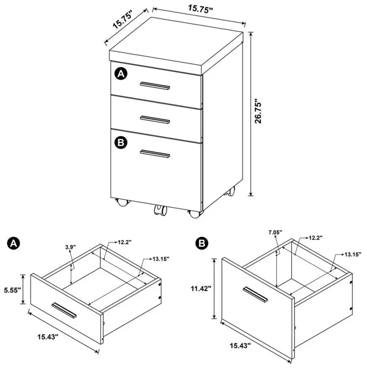 Skeena - 3-Drawer Mobile Office Cabinet