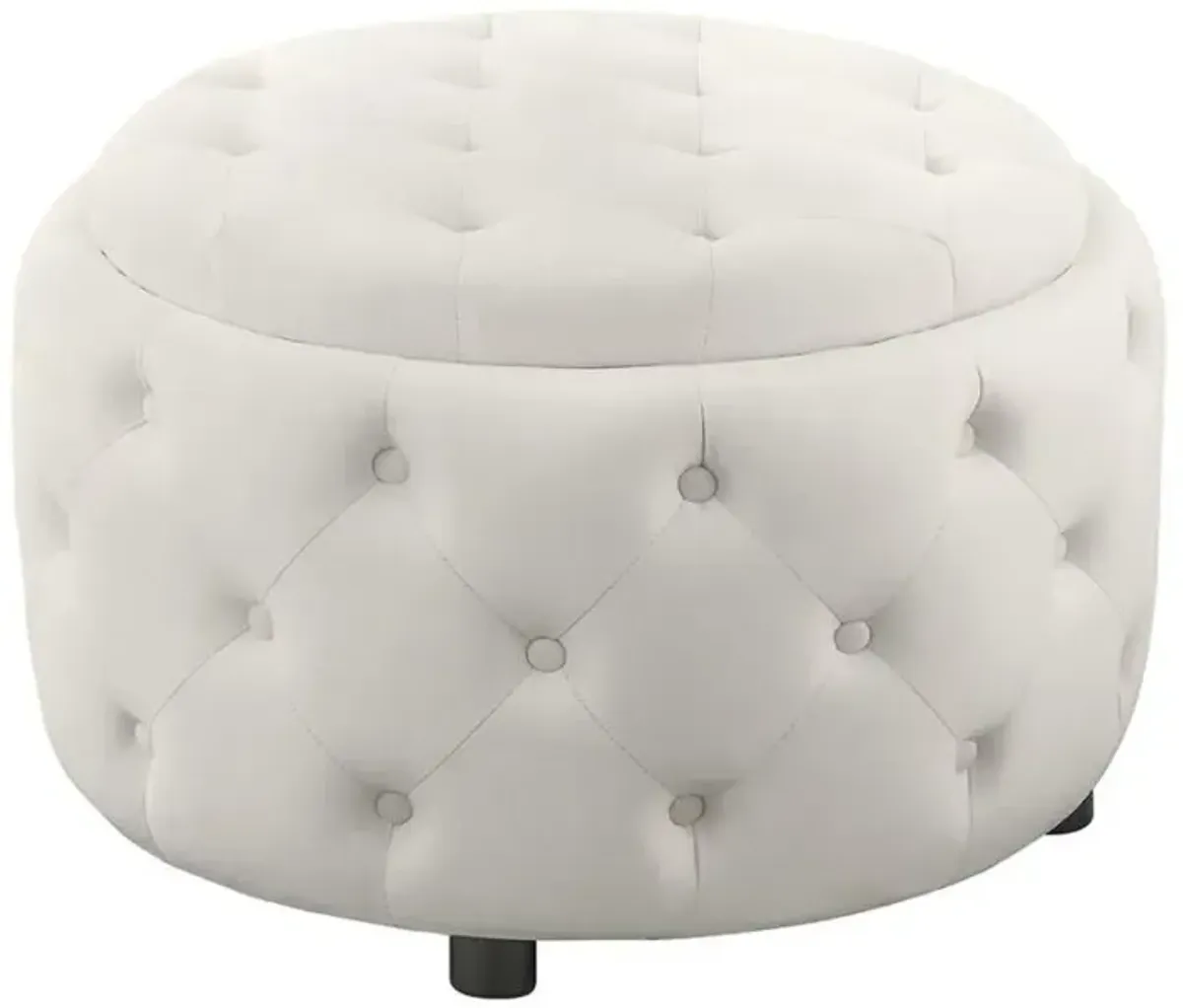 Angelina - Round Upholstered Storage Ottoman