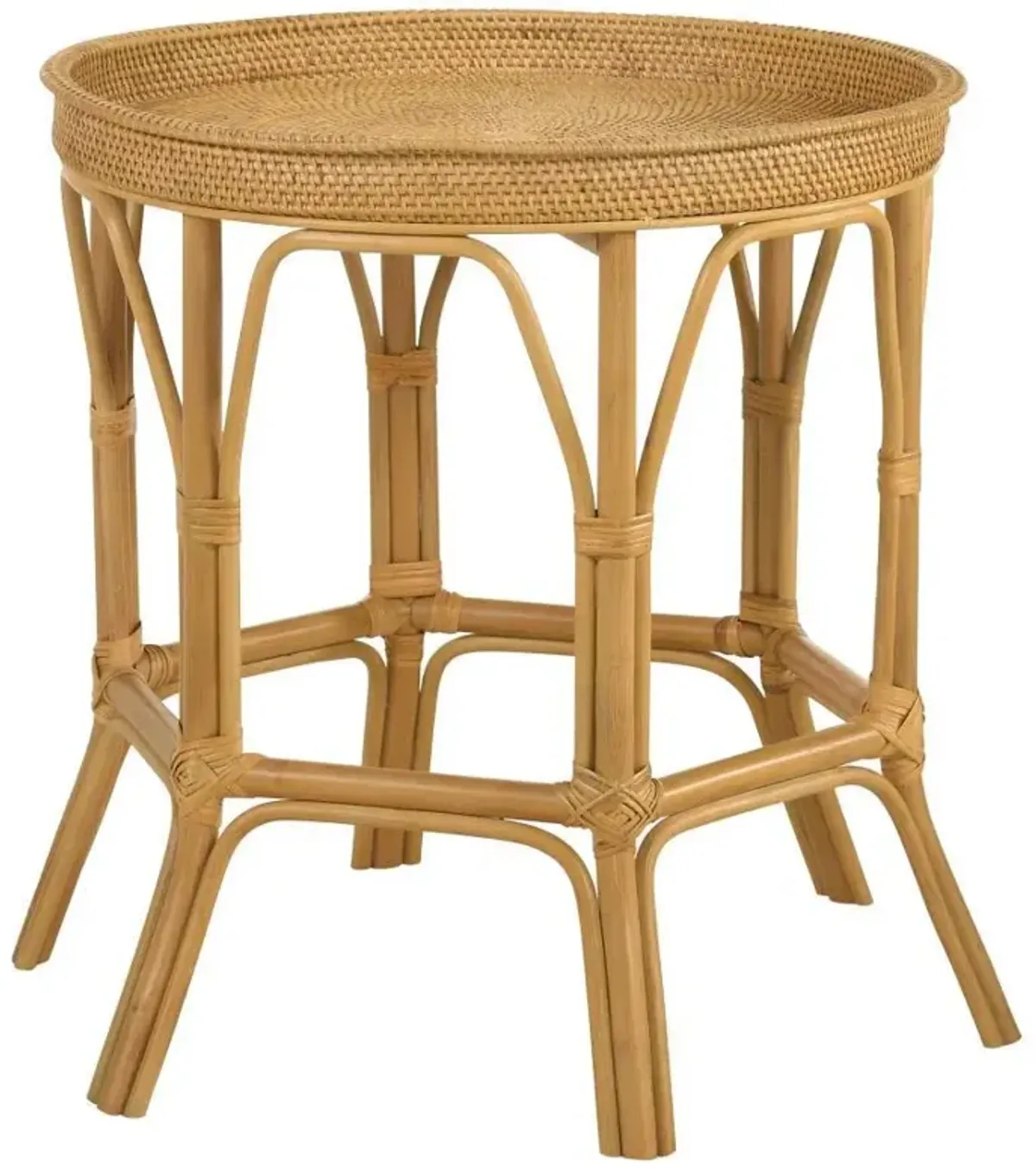 Antonio - Round Rattan Tray Top Accent Side Table