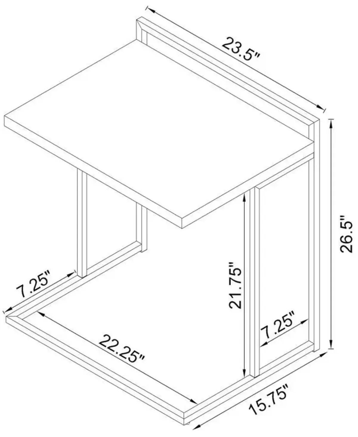 Dani - Rectangular C-Shaped Sofa Side Table