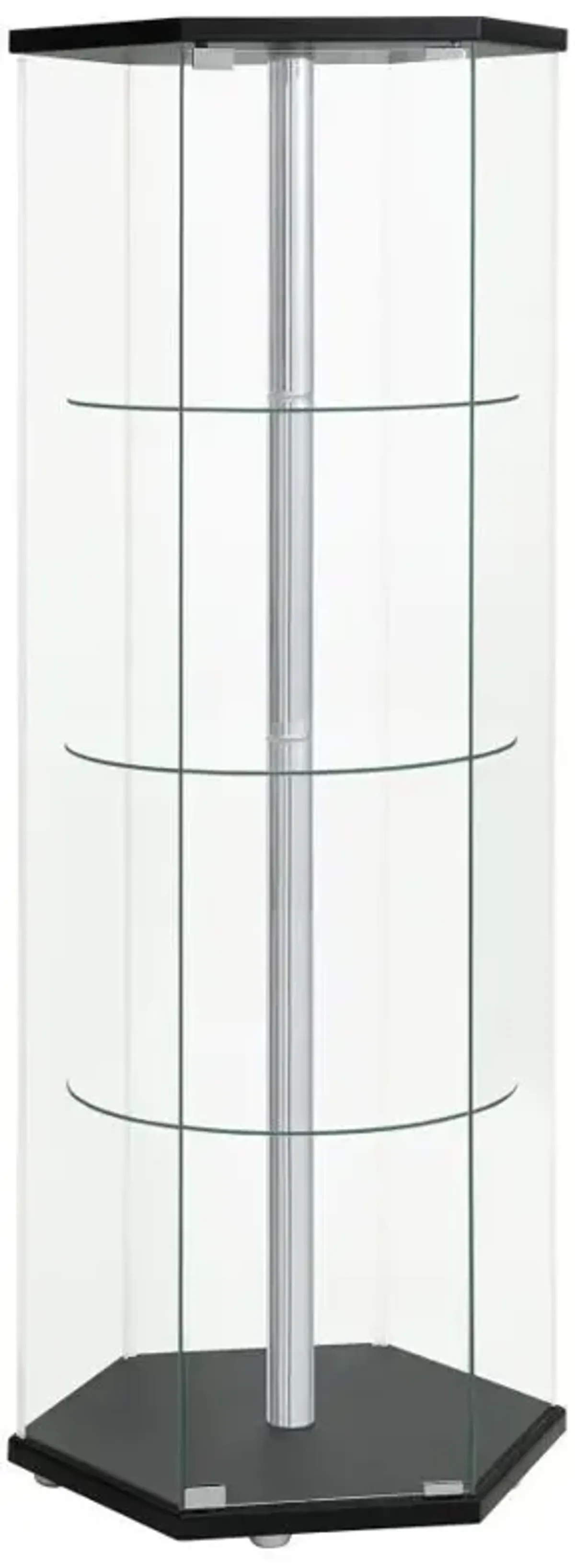 Zahavah - 4-Shelf Hexagonal Clear Glass Curio Cabinet