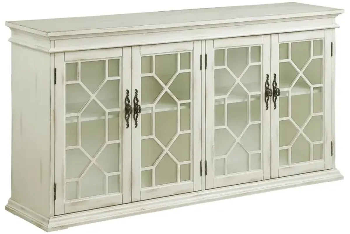 Kiara - 4-Door Wood Lattice Storage Accent Cabinet