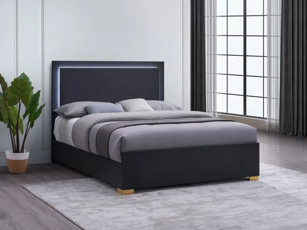 Marceline - Wood LED Panel Bed