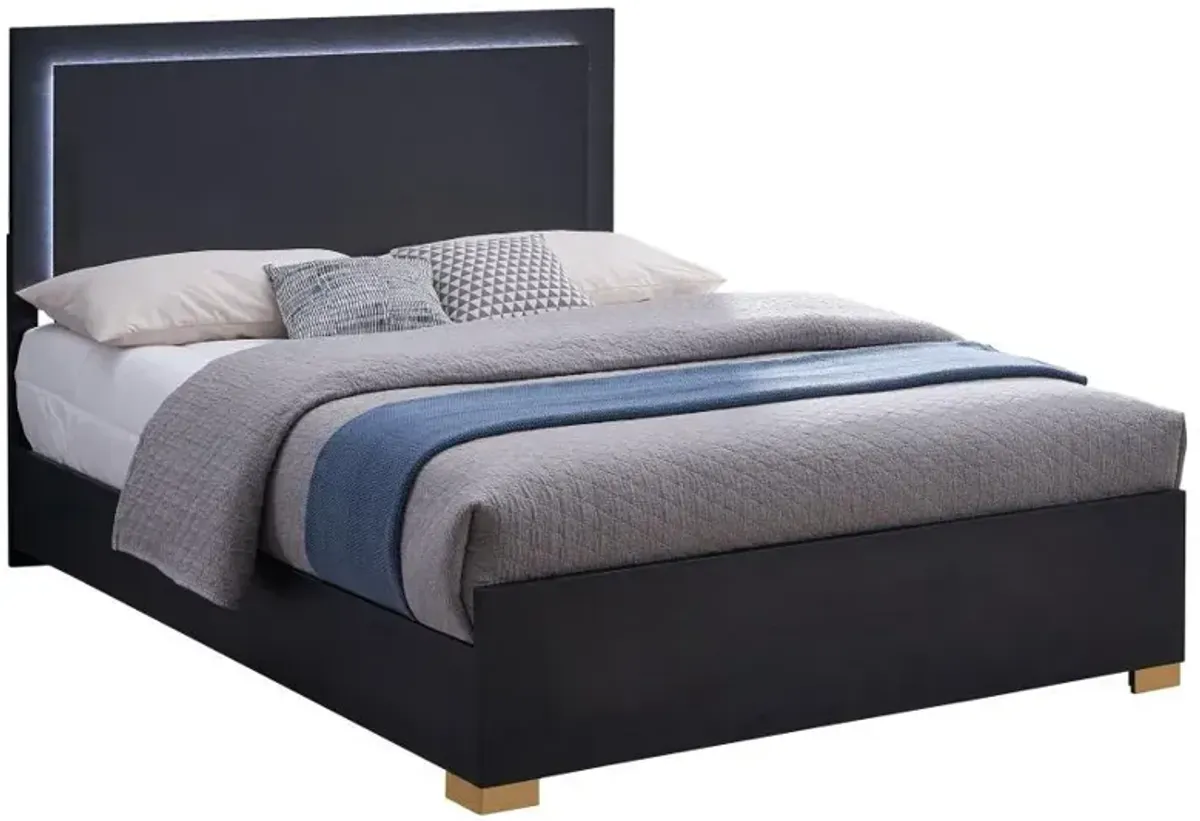 Marceline - Wood LED Panel Bed