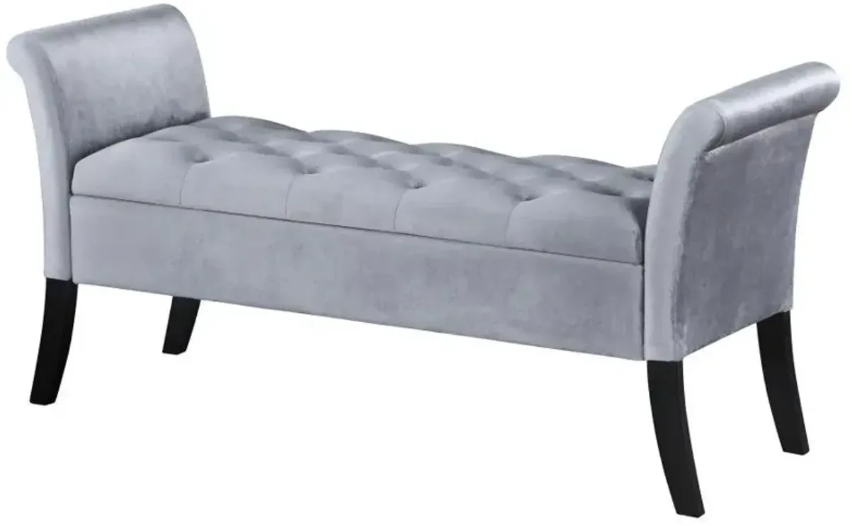 Farrah - Velvet Upholstered Rolled Arm Storage Bench