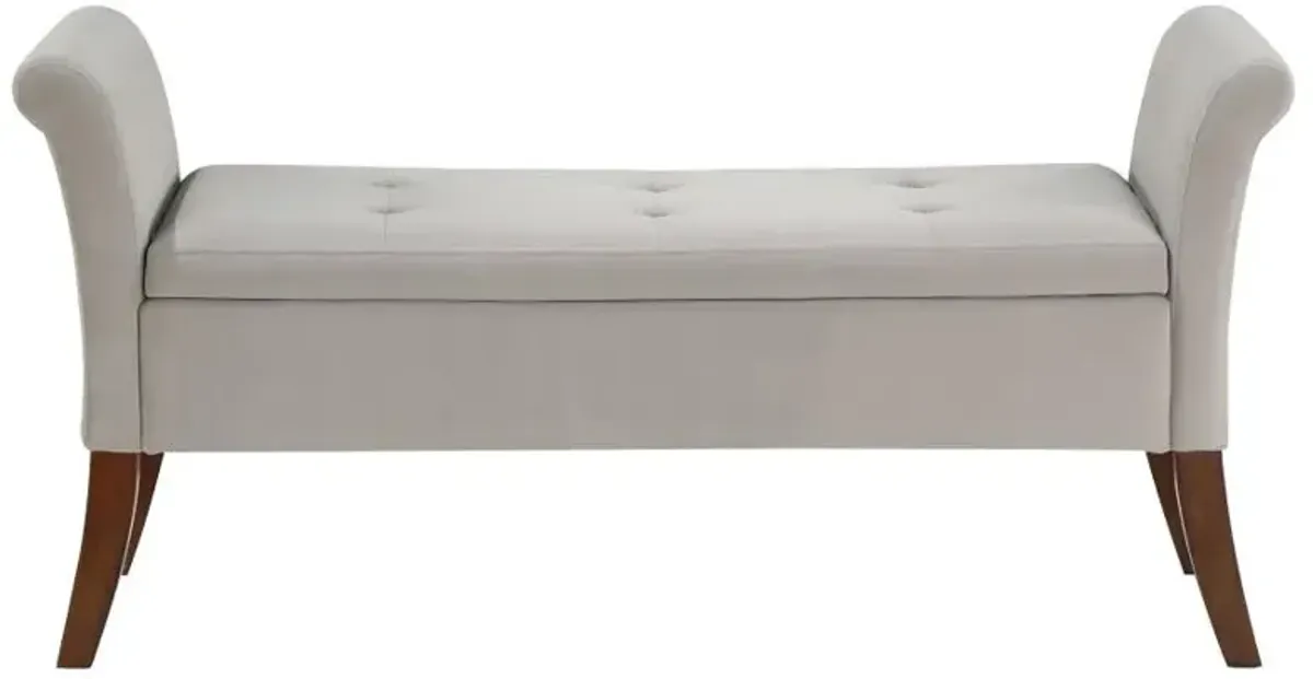 Farrah - Velvet Upholstered Rolled Arm Storage Bench