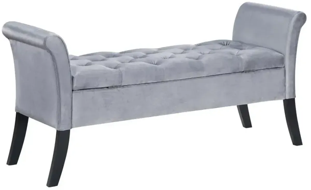 Farrah - Velvet Upholstered Rolled Arm Storage Bench