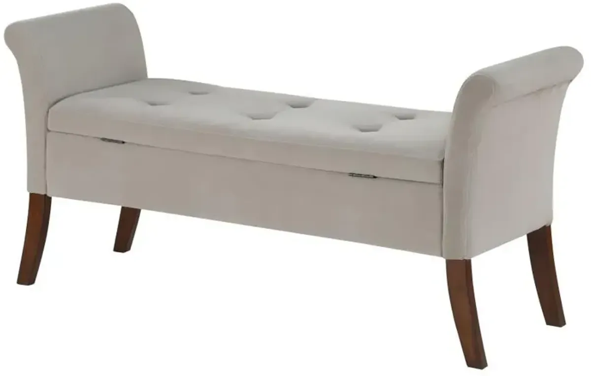 Farrah - Velvet Upholstered Rolled Arm Storage Bench