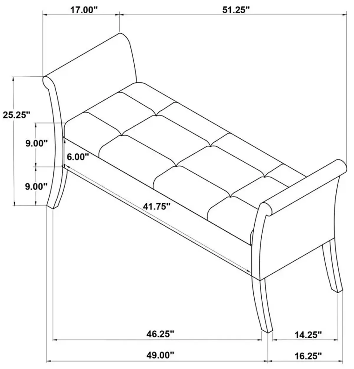 Farrah - Velvet Upholstered Rolled Arm Storage Bench