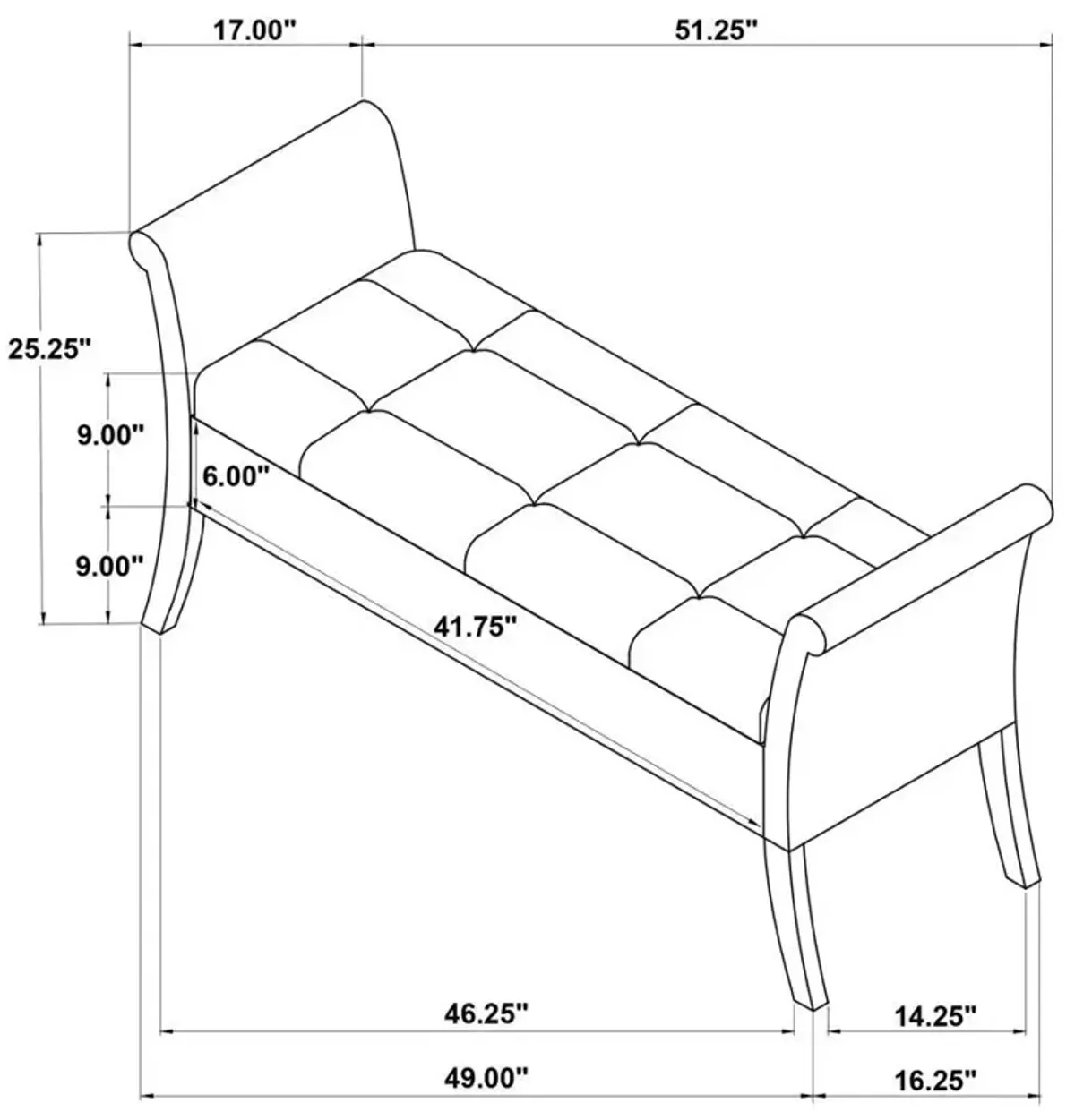 Farrah - Velvet Upholstered Rolled Arm Storage Bench