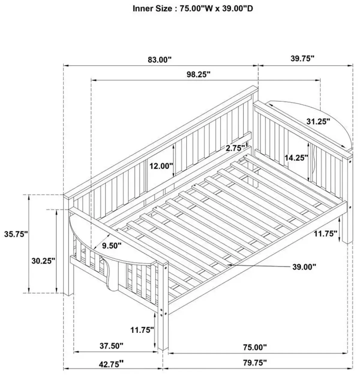 Bethany - Wood Daybed With Drop-Down Tables