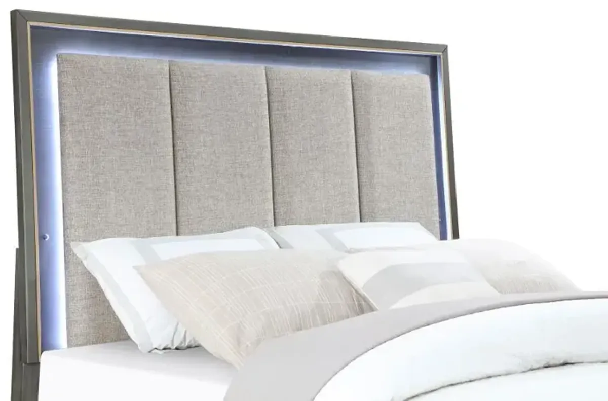 Kieran - Wood LED Panel Bed