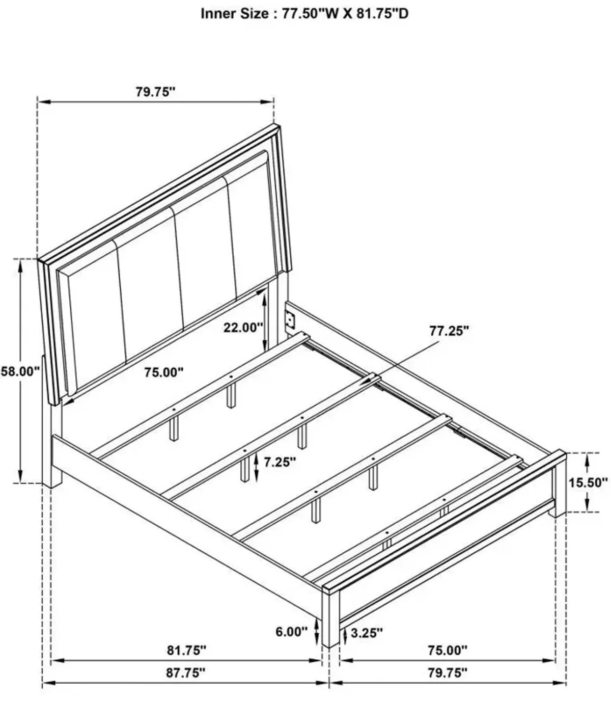 Kieran - Wood LED Panel Bed