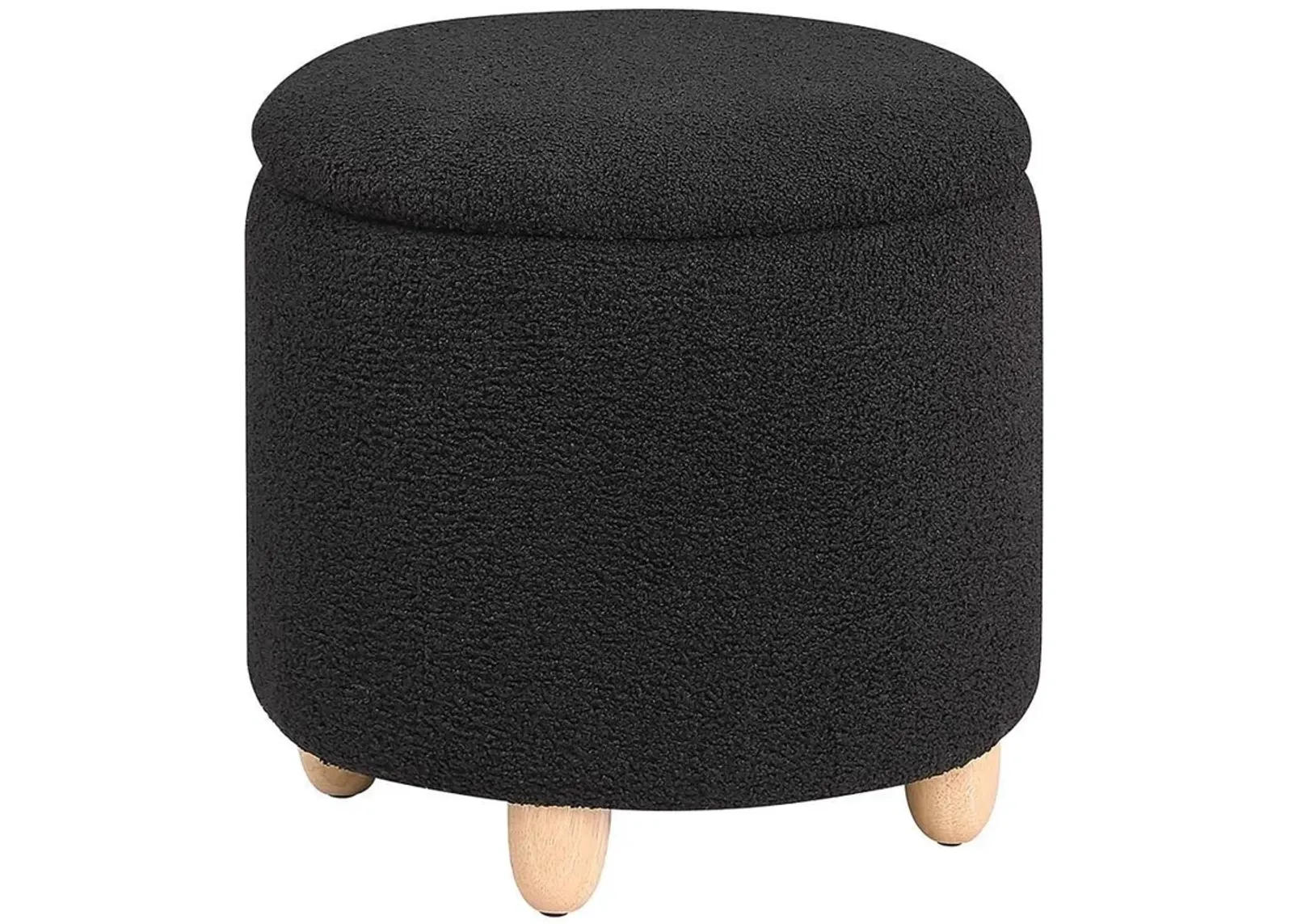 Valia - Faux Sheepskin Upholstered Round Storage Ottoman