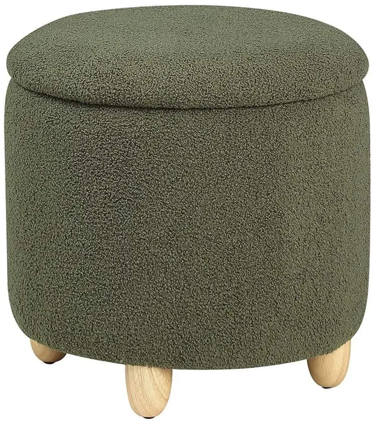 Valia - Faux Sheepskin Upholstered Round Storage Ottoman