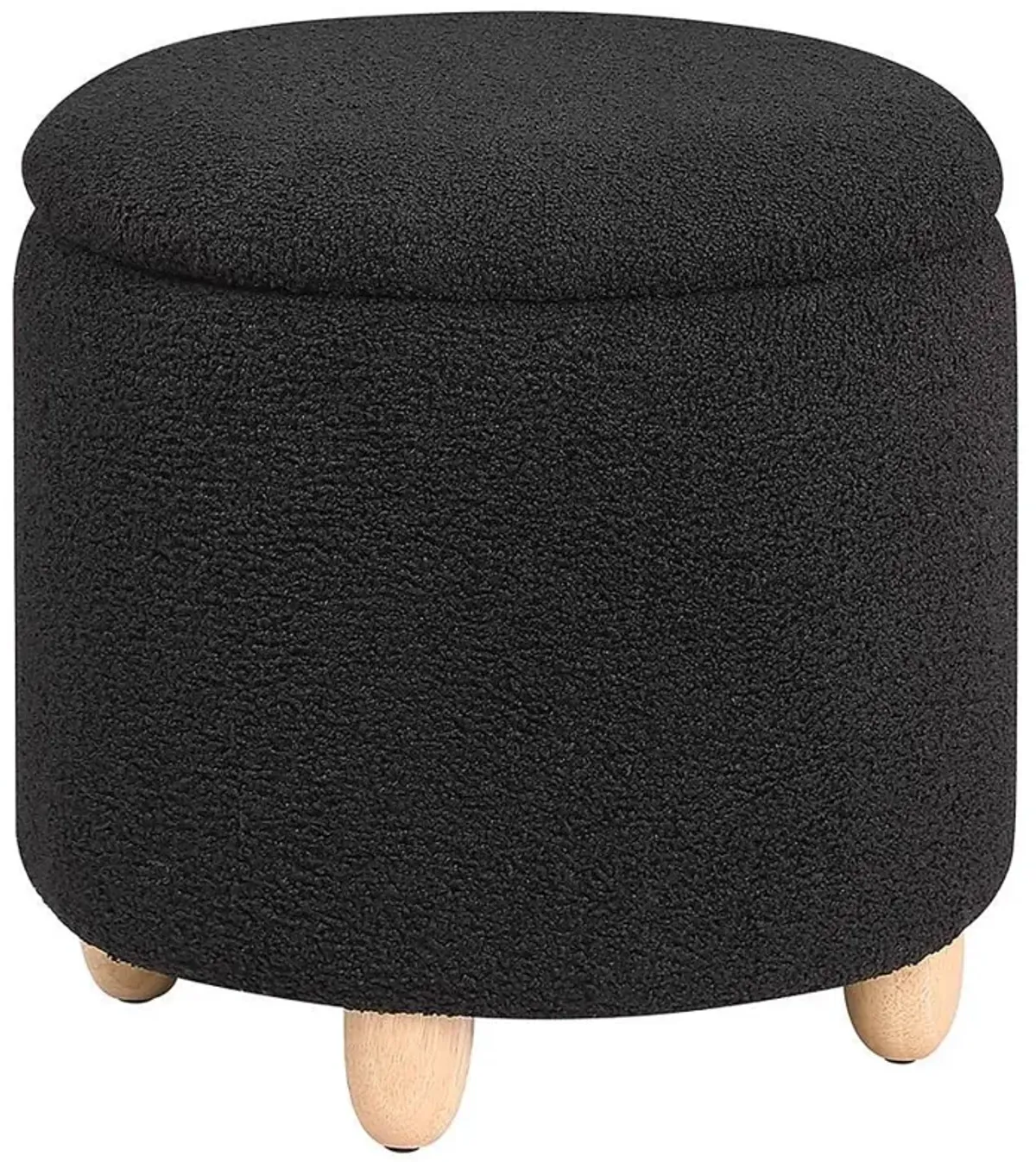 Valia - Faux Sheepskin Upholstered Round Storage Ottoman