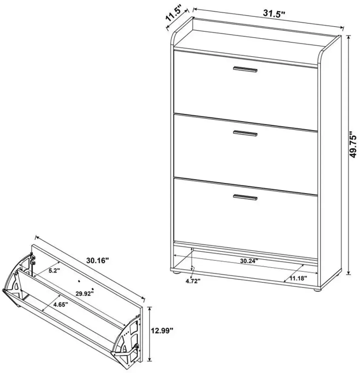 Denia - 3-Tier Engineered Wood Shoe Cabinet