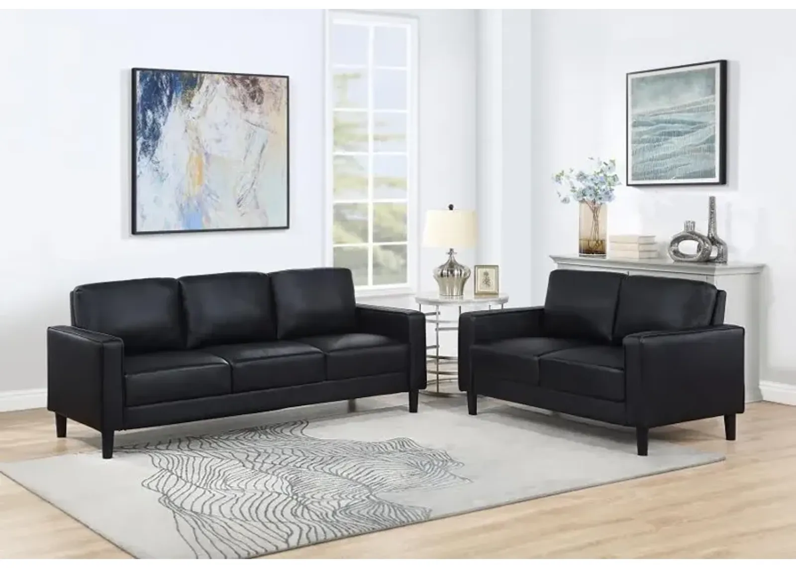 Ruth - Upholstered Track Arm Sofa Set