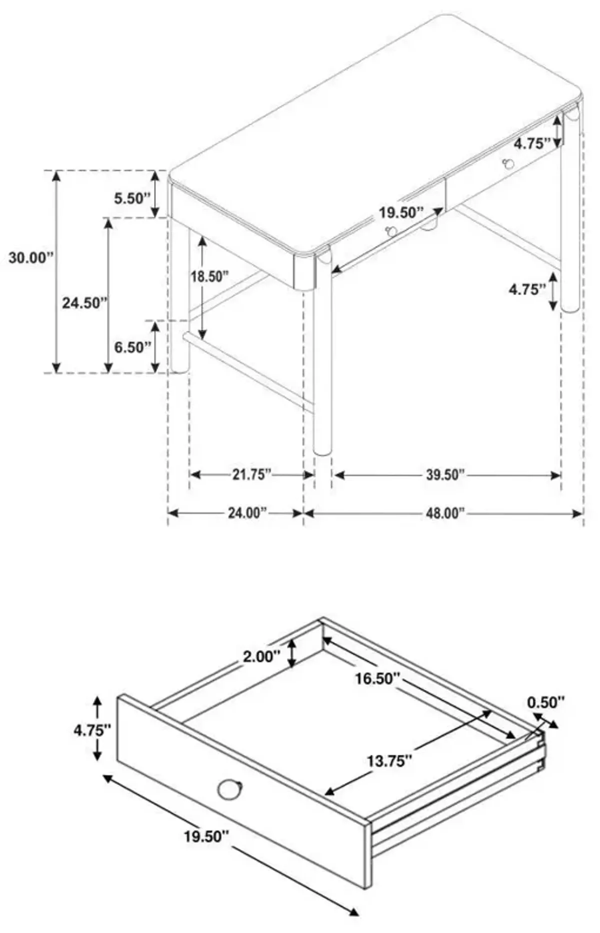 Arini - 2-Drawer Vanity Desk Makeup Table