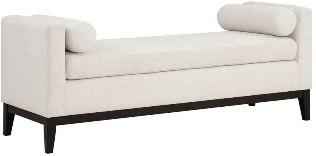 Rosie - Upholstered Accent Bench With Armrests - Vanilla