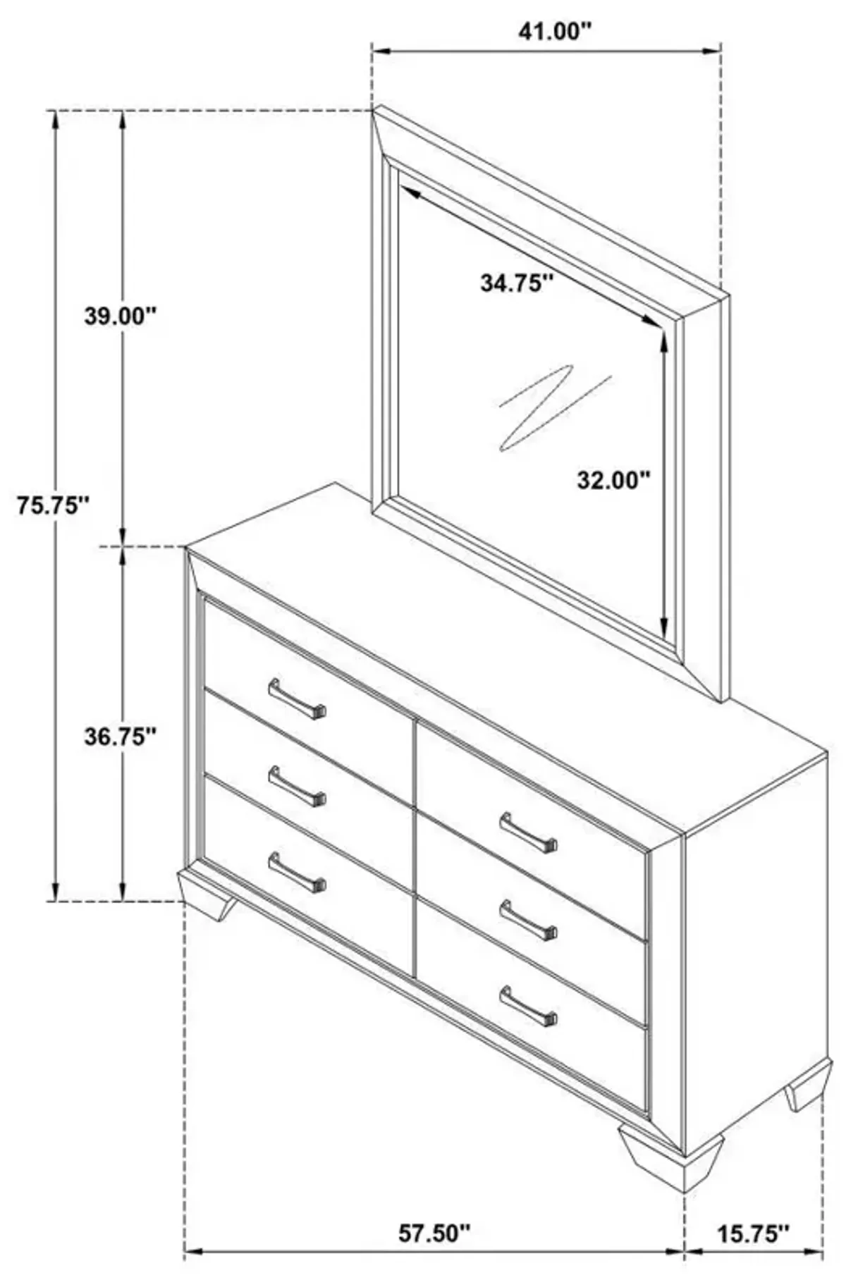 Kauffman - 6-Drawer Dresser with Mirror