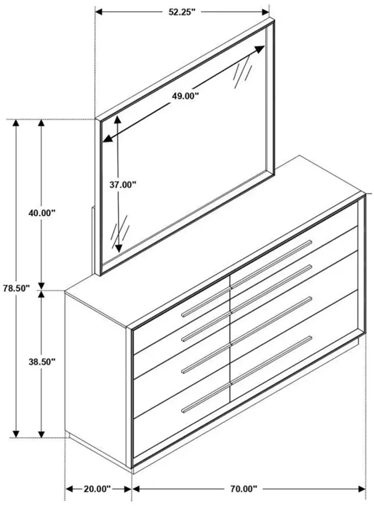 Durango - 8-Drawer Dresser With Mirror