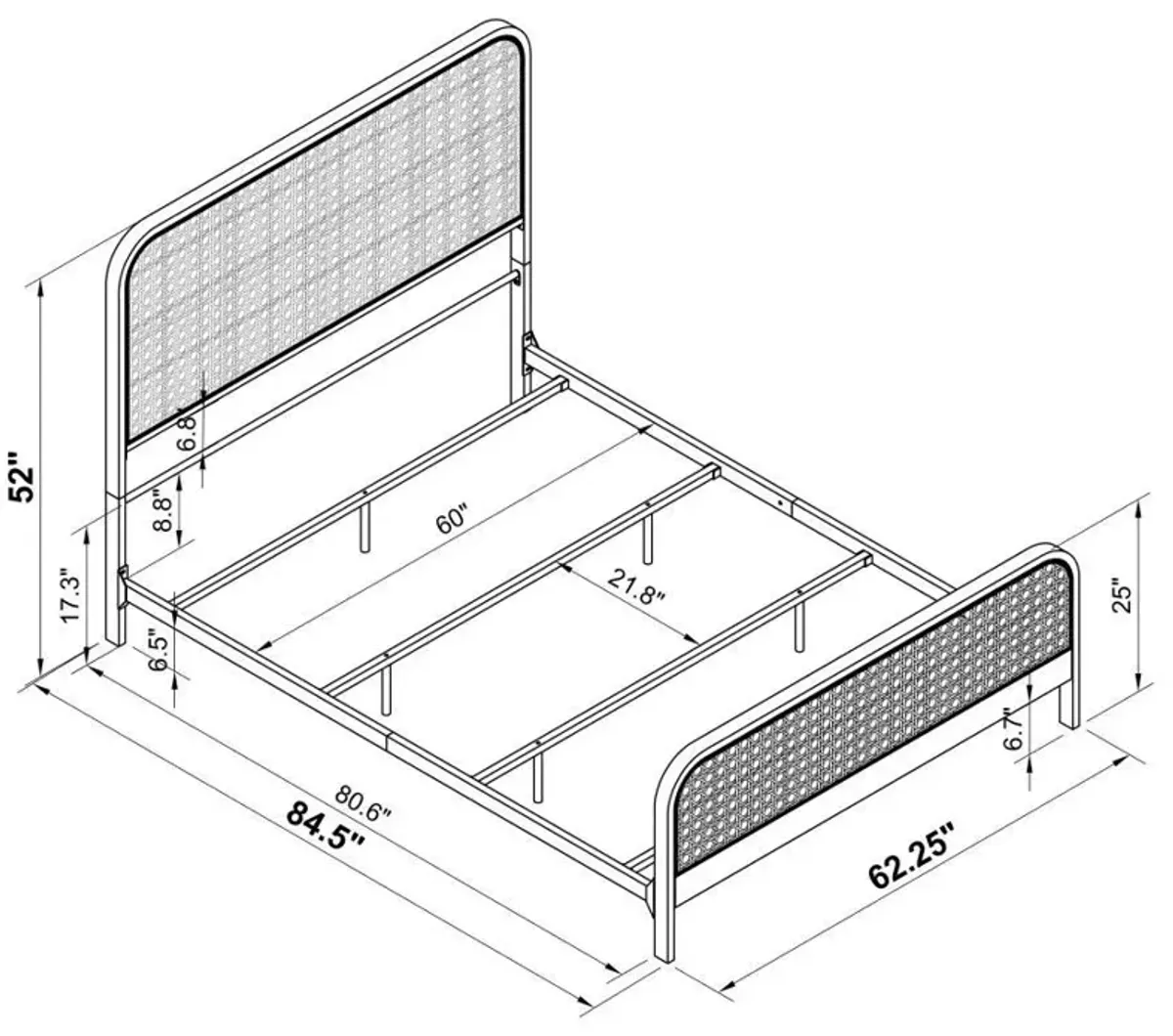 Lanewood - Open Cane Rattan Metal Bed